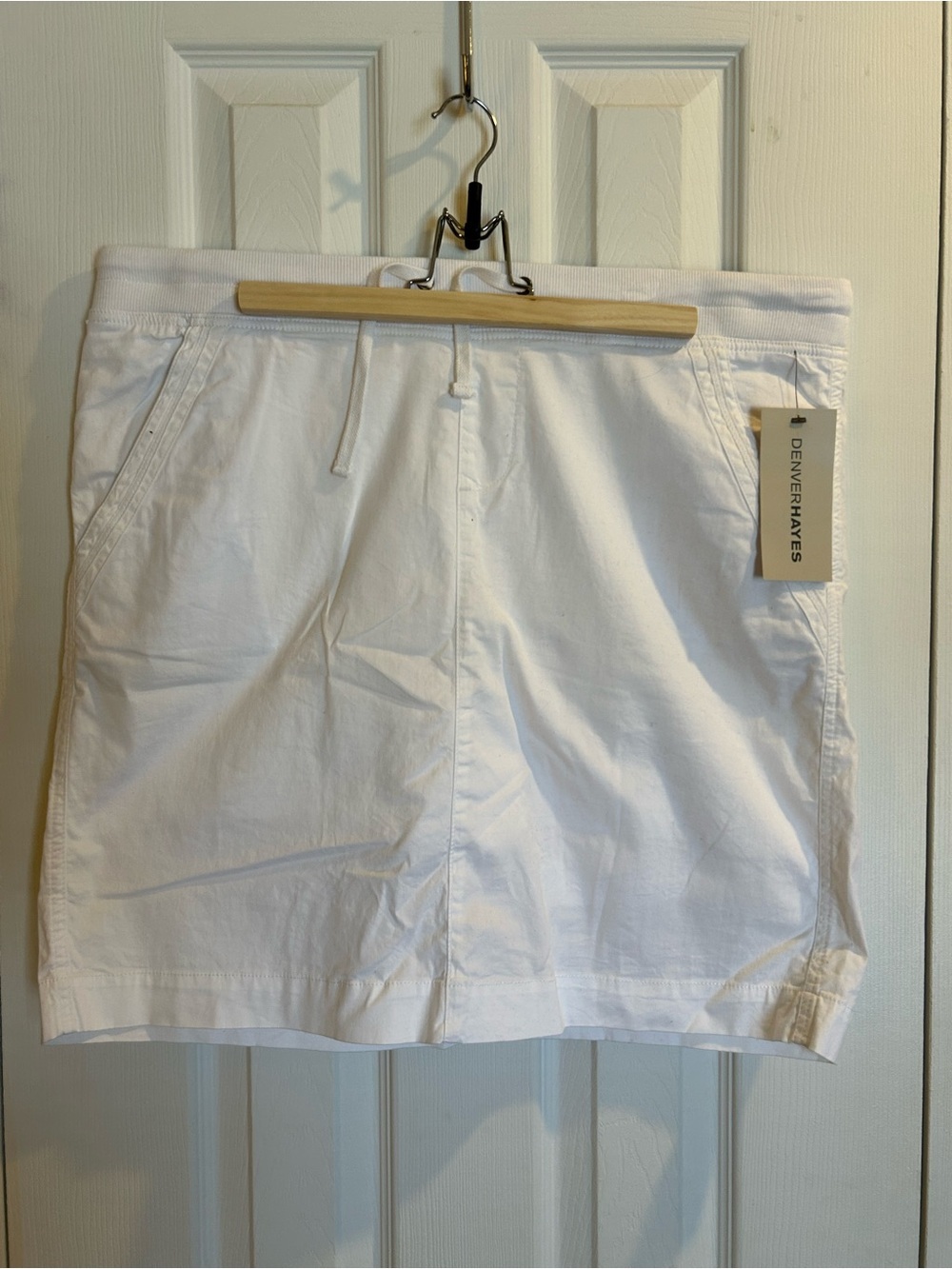 Denver Hayes White Cotton Drawstring Skort - size 18